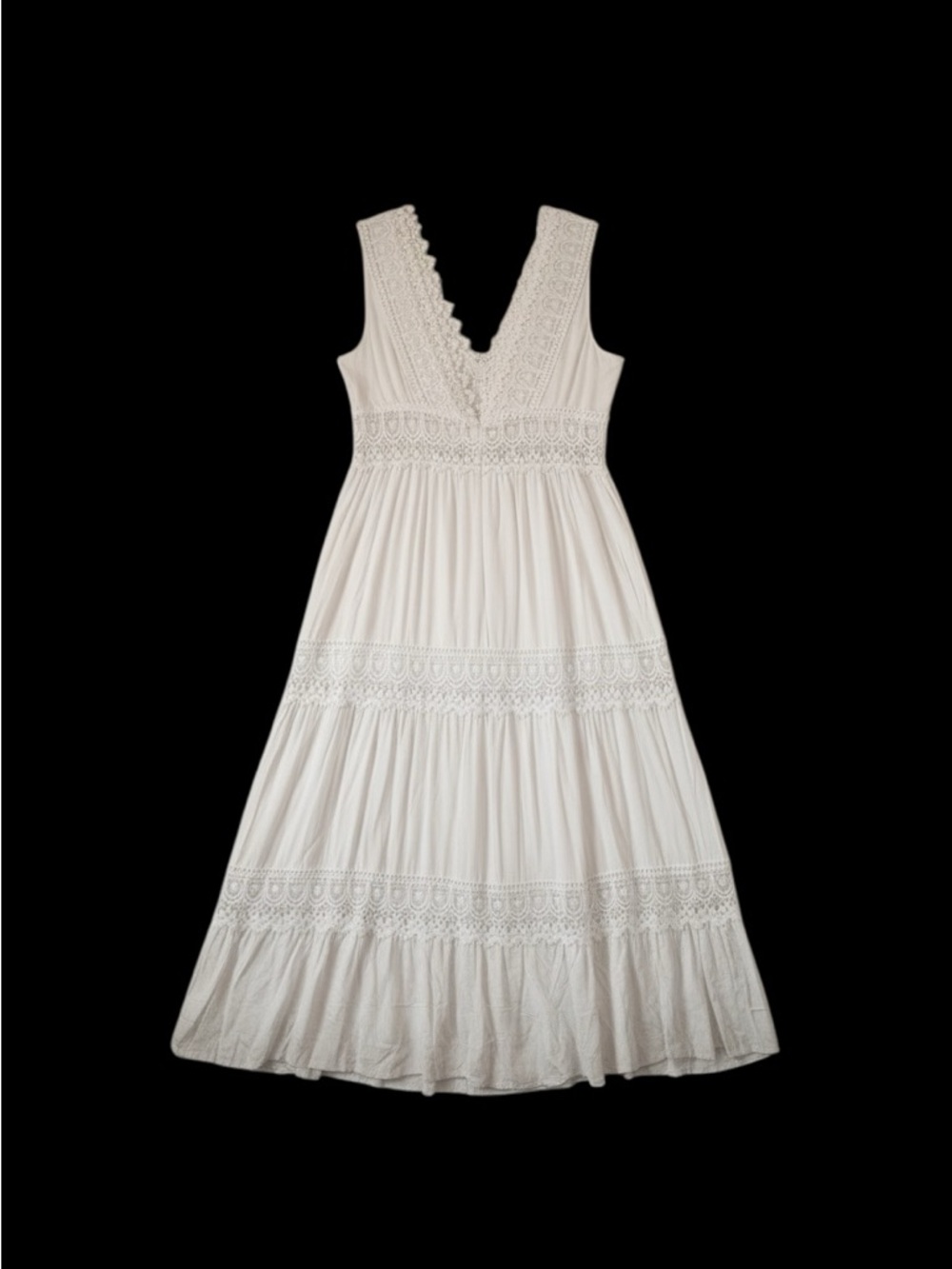White Lace-Trim Summer Dress SZ-M